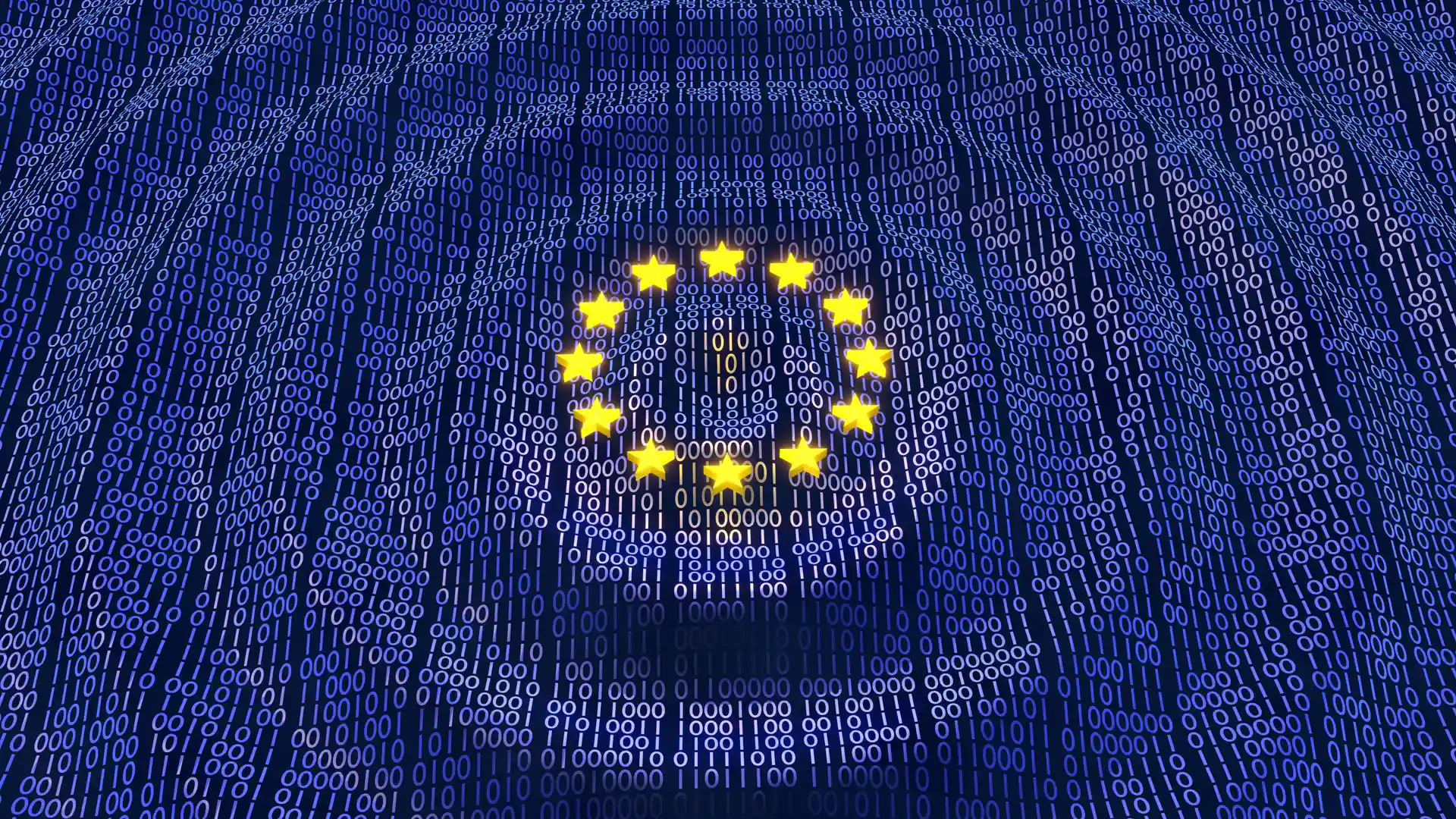 Bandera europea hecha en código que representa el roaming sim card en Europa
